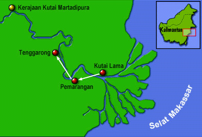 Peta Perpindahan Ibukota Kerajaan Kutai Kartanegara