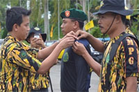 Wakil Ketua Bidang Organisasi DPD Partai Golkar Kukar Khairudin SP saat membuka Latsardis II AMPG Kukar