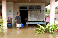 Salah satu rumah milik warga Jalan Gunung Triyu telah terendam air sedalam kurang lebih 40 cm 