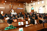 Suasana perayaan Natal di GPIB Efata di Tenggarong tadi pagi