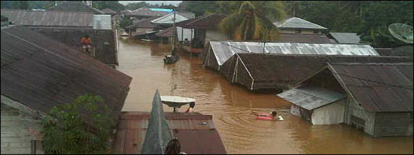 Kondisi banjir di salah satu desa di Kecamatan Tabang pada 19 April lalu