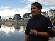 Ketua Umum Mitra Kukar Ir Sugiyanto MM mengaku prihatin atas terendamnya lapangan Stadion Rondong Demang Tenggarong