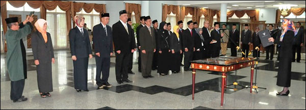 Suasana pelantikan pejabat eselon II, III dan IV di lingkungan Pemkab Kukar oleh Bupati Rita Widyasari, Rabu (02/10) kemarin