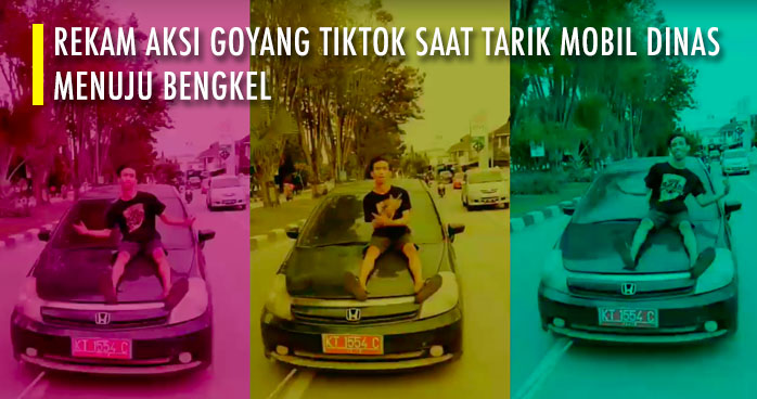 Potongan video yang menunjukkan aksi goyang Tiktok seorang pemuda di atas mobil dinas Pemkab Kukar sempat viral di media sosial  