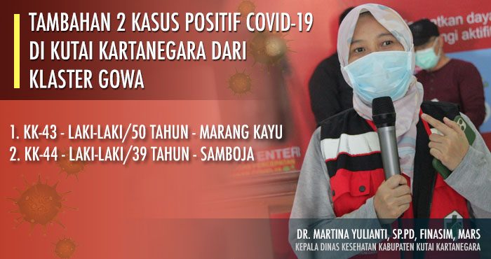 Kepala Dinkes Kukar dr Martina Yulianti mengumumkan tambahan 2 kasus positif dari Marang Kayu dan Samboja