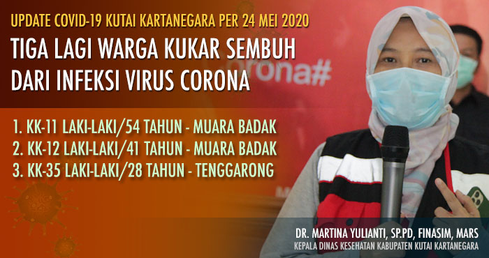 Kepala Dinas Kesehatan Kukar dr Martina Yulianti mengumumkan kabar kesembuhan 3 orang pasien COVID-19