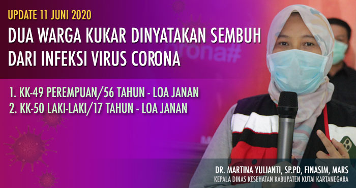 Kepala Dinkes Kukar dr Martina Yulianti mengumumkan kabar baik sembuhnya 2 orang warga Loa Janan