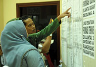 Para pelamar kerja tampak serius memperhatikan persyaratan dan formasi yang dibutuhkan Pemkab Kukar dalam seleksi CPNS tahun 2010