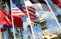 Bendera delegasi mancanegara dikibarkan di depan Sekretariat EIFAF 2015