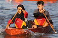 Pedayung asal Kota Bangun, Dwi dan Irwan, keluar sebagai Juara I kategori Mix Pelajar