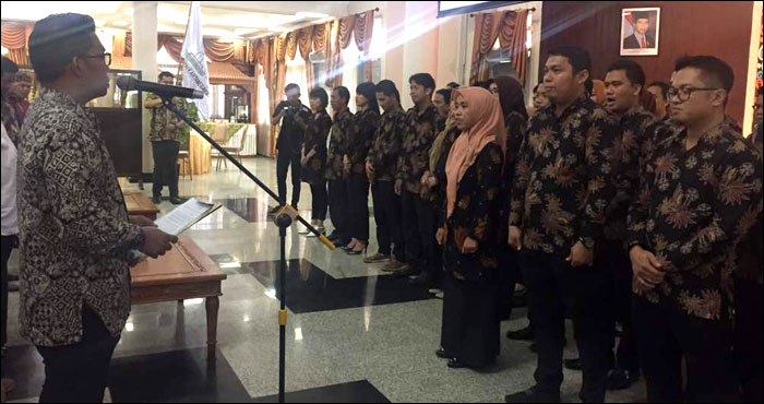 Suasana pelantikan pengurus BPC HIPMI Kukar periode 2017-2021 di Tenggarong, Rabu (24/05) lalu