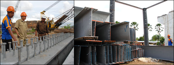 Rangka baja seberat 1.200 metrik ton untuk pembangunan Jembatan Kartanegara telah tiba di Tenggarong sejak Selasa (01/07) lalu
