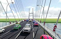 Jembatan Loa Kulu dirancang lebih lebar dengan menyediakan 4 jalur kendaraan