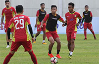 Tim Mitra Kukar saat melakukan persiapan akhir jelang laga kontra Persija Jakarta