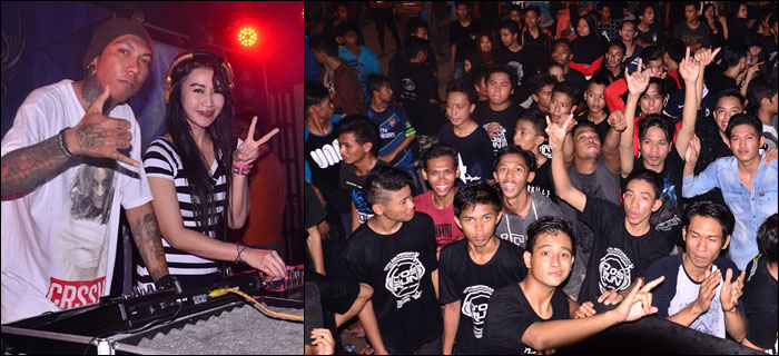 Antusiasme kawula muda Muara Jawa pada gelaran D'OS Run yang menampilkan sejumlah DJ lokal