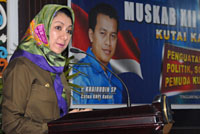 Bupati Rita Widyasari saat membuka Muskab XII KNPI Kukar