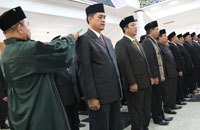 Suasana pengambilan sumpah jabatan terhadap 119 pejabat eselon III dan IV di lingkungan Pemkab Kukar