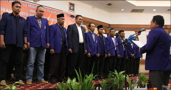 Suasana pelantikan pengurus DPD Partai Nasdem Kukar masa bakti 2016-2021 di Tenggarong, Sabtu (29/04) lalu