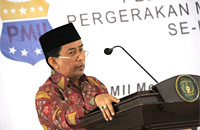 Ketua PCNU Kukar H Chairul Anwar saat membuka PKD PMII se-Kaltim