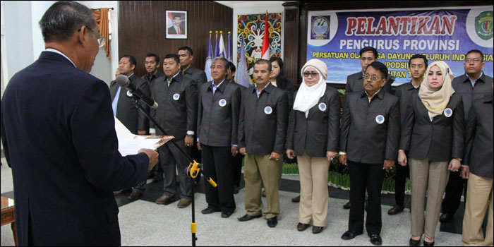 Suasana pengukuhan jajaran pengurus PODSI Kaltim periode 2015-2019 di Pendopo Odah Etam, Tenggarong, Sabtu (13/06) kemarin
