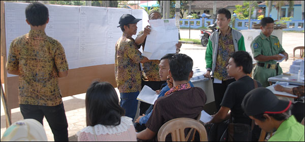 Suasana penghitungan suara di TPS 2 Kelurahan Panji, Tenggarong, Rabu (09/04) kemarin 