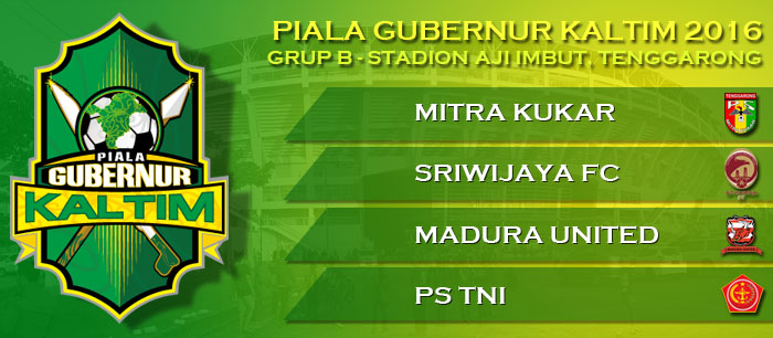Mitra Kukar akan berada satu grup dengan Sriwijaya FC, Madura United dan PS TNI pada turnamen Piala Gubernur Kaltim