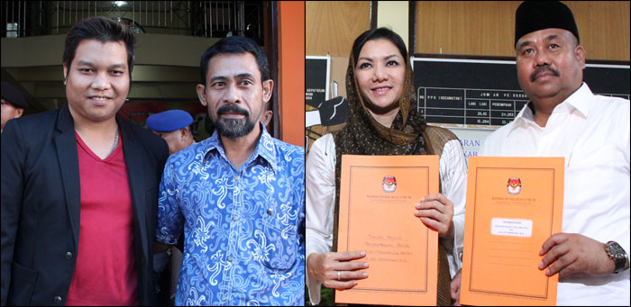 Dua paslon independen yakni Awang Wahyu-Andi Katanto (kiri) dan Rita Widyasari-Edi Damansyah berpeluang ditetapkan sebagai peserta Pilkada Kukar 2015 setelah berhasil memenuhi persyaratan minimal jumlah dukungan