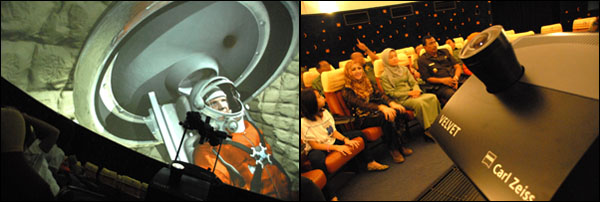 Proyektor Powerdom Velvet keluaran Carl Zeiss (kanan) mampu menampilkan kesan tiga dimensi pada layar kubah Planetarium Jagad Raya