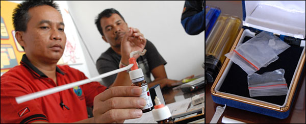 Barang bukti berupa bong dan poket sabu yang digunakan tersangka AD dan MY berhasil diamankan anggota Sat Narkoba Polres Kukar