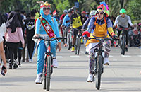 Kehadiran Fun Bike Millenial Road Safety Festival ikut meramaikan ajang Car Free Day di Tenggarong, Minggu (10/02) pagi