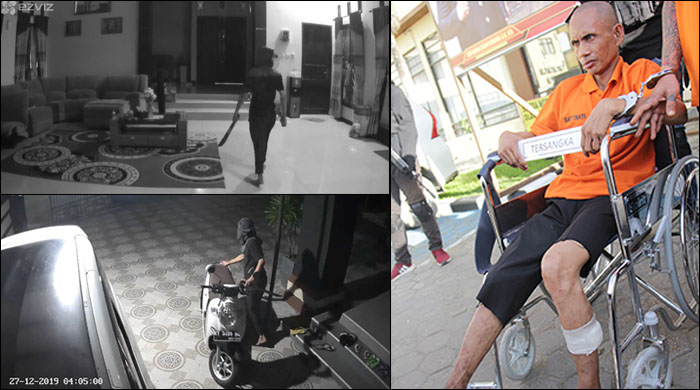 Iwan Seret saat terekam CCTV sedang beraksi di rumah warga Tenggarong. Iwan akhirnya berhasil diamankan polisi walah harus dilumpuhkan dengan timah panas pada kaki kirinya