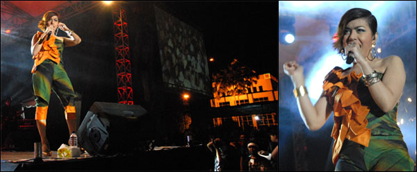 Penampilan Novita Dewi dalam Rockin Woman's Day 2013 di halaman Kantor Bupati Kukar, Tenggarong, Senin (11/11) malam