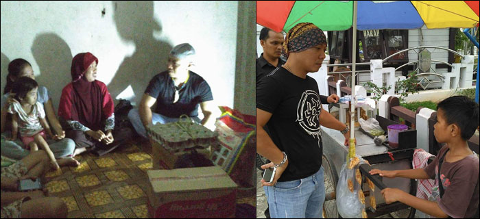 Kepala Satpol PP Kukar H Fida Hurasani saat memberikan bantuan untuk keluarga Rendi, bocah SD yang sebelumnya sempat bekerja sebagai penjual tahu gunting di Tenggarong