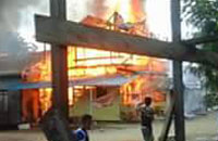Api berkobar hebat di salah satu rumah warga desa Sanggulan