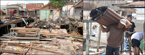 Sebagian rumah di Tanjong telah dibongkar oleh warga meski tak semuanya belum menerima pencairan dana ganti rugi melalui transfer bank