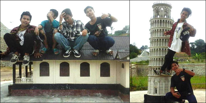 Inilah pose para remaja Tenggarong yang tengah menaiki miniatur di proyek Taman Replika yang kemudian beredar di media sosial Facebook hari Jum'at (25/11) siang