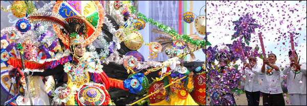 Tenggarong Kutai Carnival 2013 dibuka Bupati Kukar Rita Widyasari yang ditandai dengan peletupan colur confetti