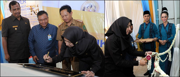 Bupati Kukar Rita Widyasari saat meresmikan beroperasinya Bankaltim KCP Tenggarong Seberang, Selasa (08/10) kemarin 