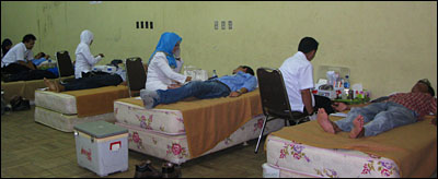 Suasana kegiatan donor darah yang digelar VICO Indonesia pekan lalu
