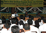 Suasana pembukaan Diklat Sertifikasi Pengadaan Barang/Jasa yang dibuka Sekkab HM Husni Thamrin di Pulau Kumala, Tenggarong