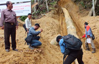 Tim dari IAGI Kaltim dan Balai Pelestarian Cagar Budaya berpendapat fosil ulin Loa Janan tidak perlu dipindah