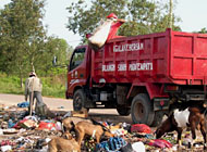 Petugas sedang mengangkut sampah dari TPS Badak Baru yang selanjutnya dibawa ke TPA Samberah