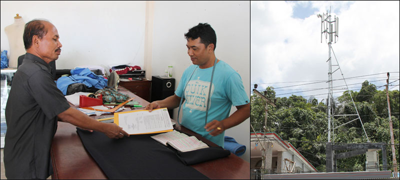 Kabid Pos dan Telekomunikasi Diskominfo Kukar Rahmad Kasian menyerahkan surat teguran kepada pemilik bangunan di Kelurahan Sukarame, Tenggarong, yang terdapat menara milik PT Protelindo di bagian atap bangunan