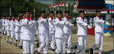 Para anggota Paskibra Muara Badak berhasil melaksanakan seluruh tugasnya dengan baik dan lancar