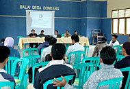 Suasana kegiatan Kampanye Keselamatan Jalur Pipa di BPU Kelurahan Dondang beberapa waktu lalu