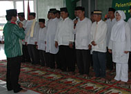 Pelantikan pengurus BKPRMI Muara Kaman di Masjid Darussalam, Desa Muara Kaman Ulu, Senin (30/05) lalu