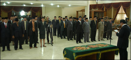 Suasana pelantikan pejabat struktural Pemkab Kukar di Tenggarong tadi pagi