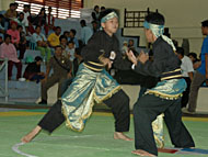 Aksi 2 pesilat cilik turut menyemarakkan pembukaan Kejuaraan Pencak Silat Lembuswana Cup 2008