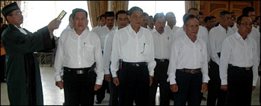 Suasana pengambilan sumpah jabatan 90 anggota PPK dari 18 Kecamatan se-Kukar tadi pagi