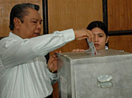 Plt Bupati Samsuri Aspar turut menggunakan hak pilihnya pada Pilgub Kaltim 2008